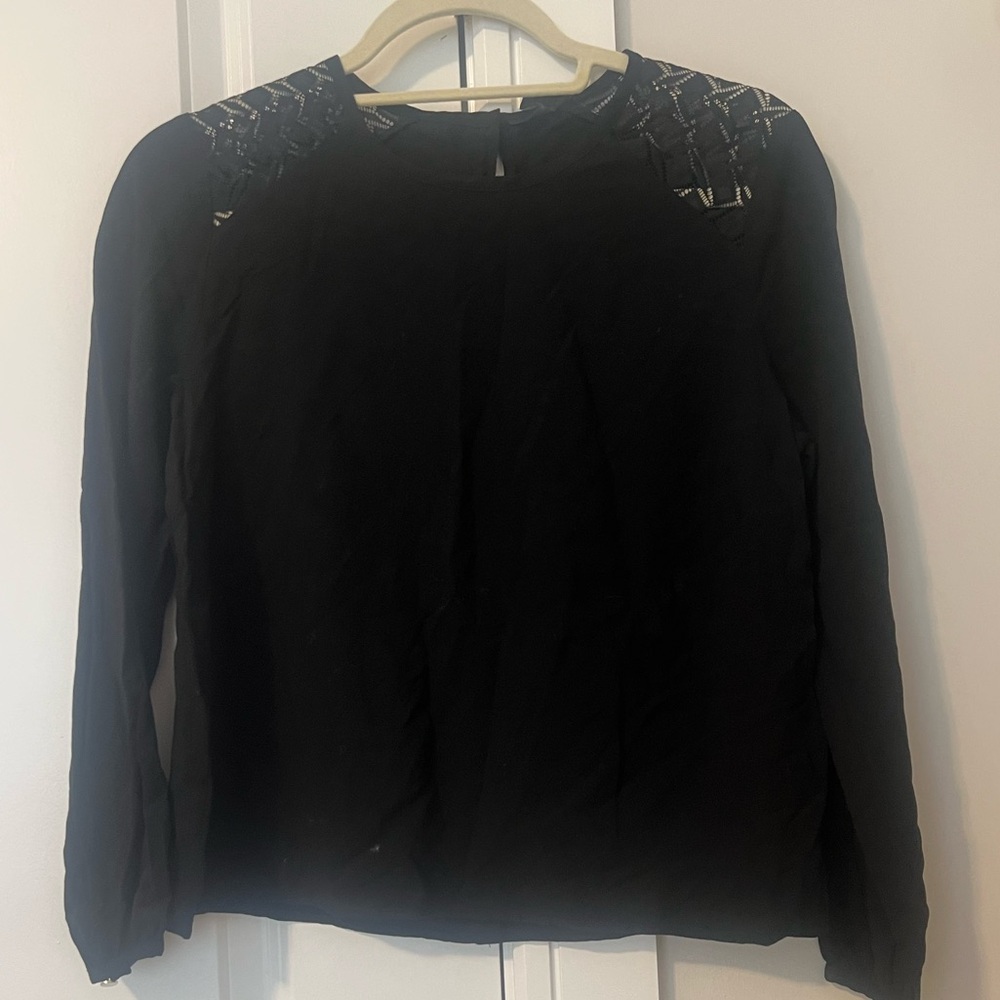 Banana Republic Black Long Sleeve Blouse with Shimmer